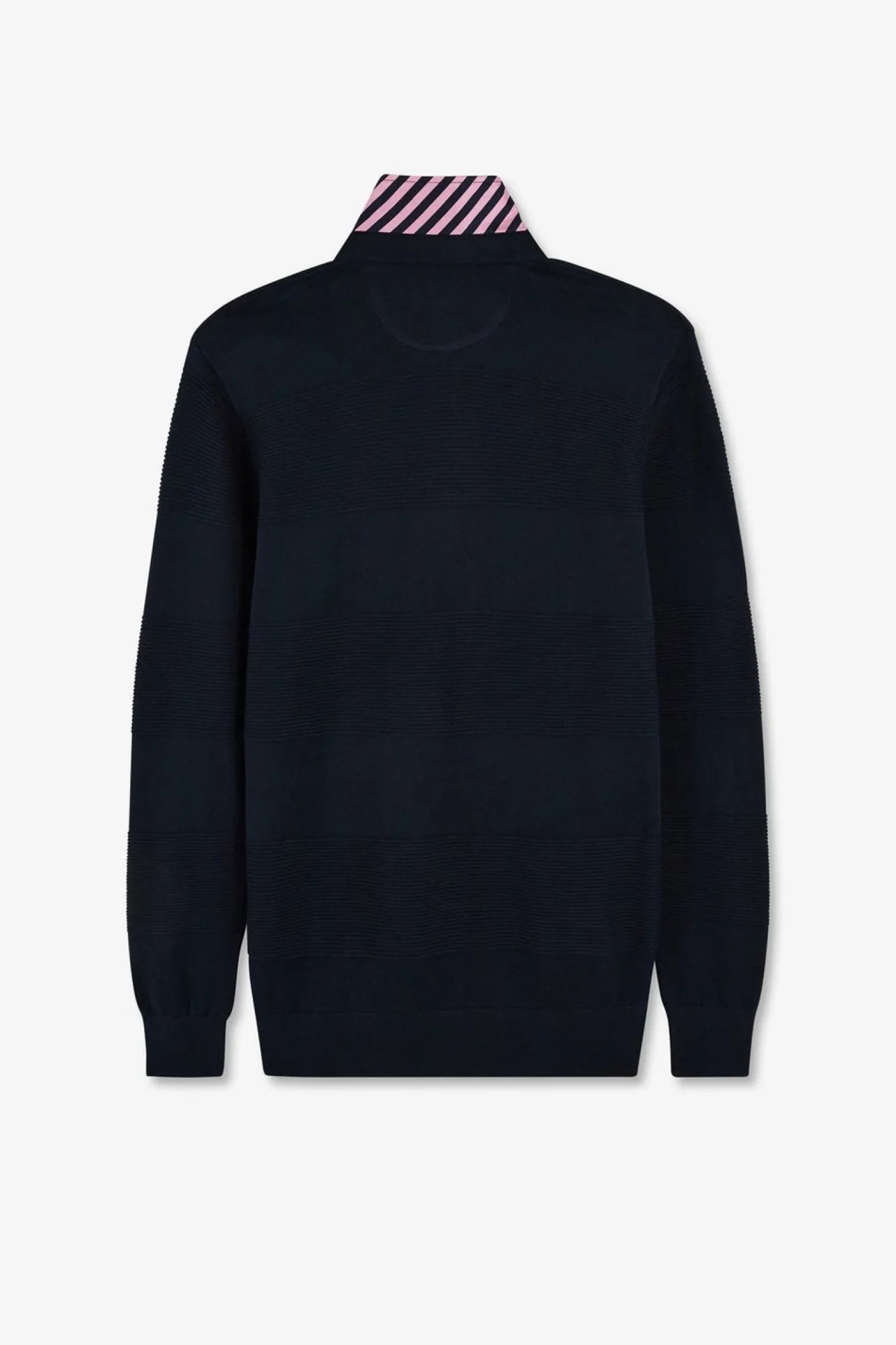 Pull Col Maillot Marine A Jeux De Maille En Coton