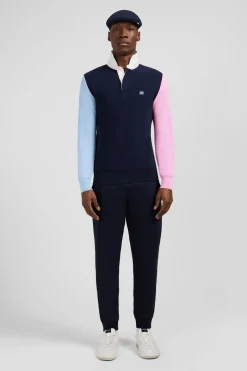 Pull Colorblock Marine A Col Maillot En Coton