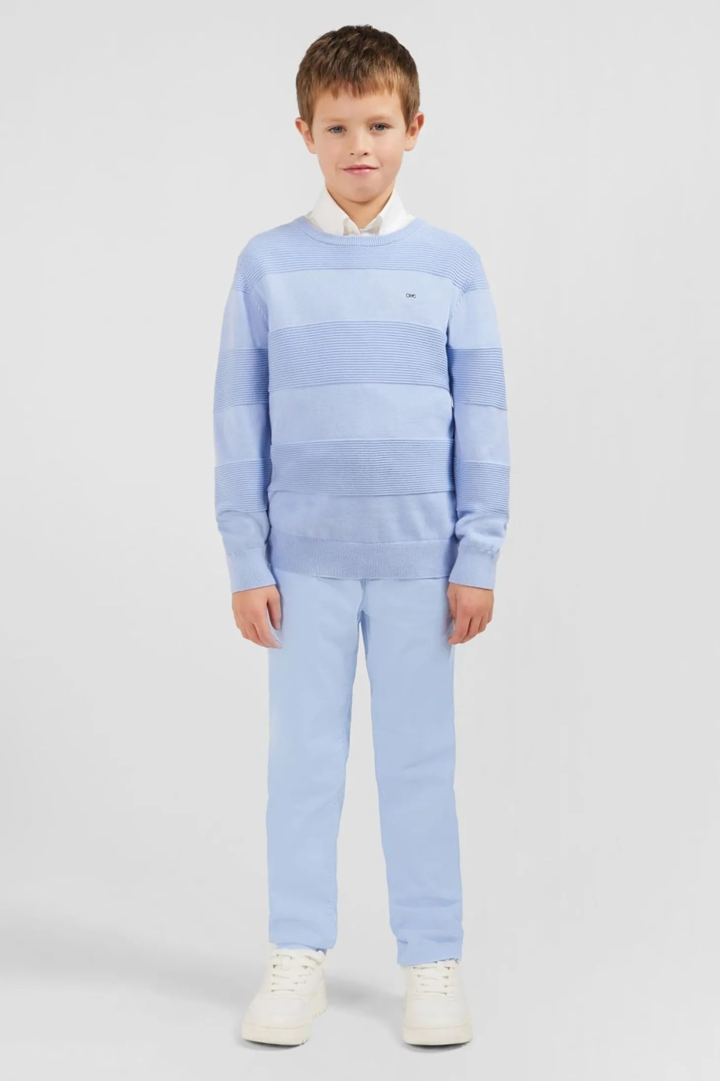 Pull Col Rond Ciel Jeux De Maille En Coton