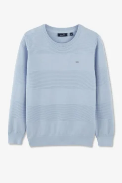 Pull Col Rond Ciel Jeux De Maille En Coton