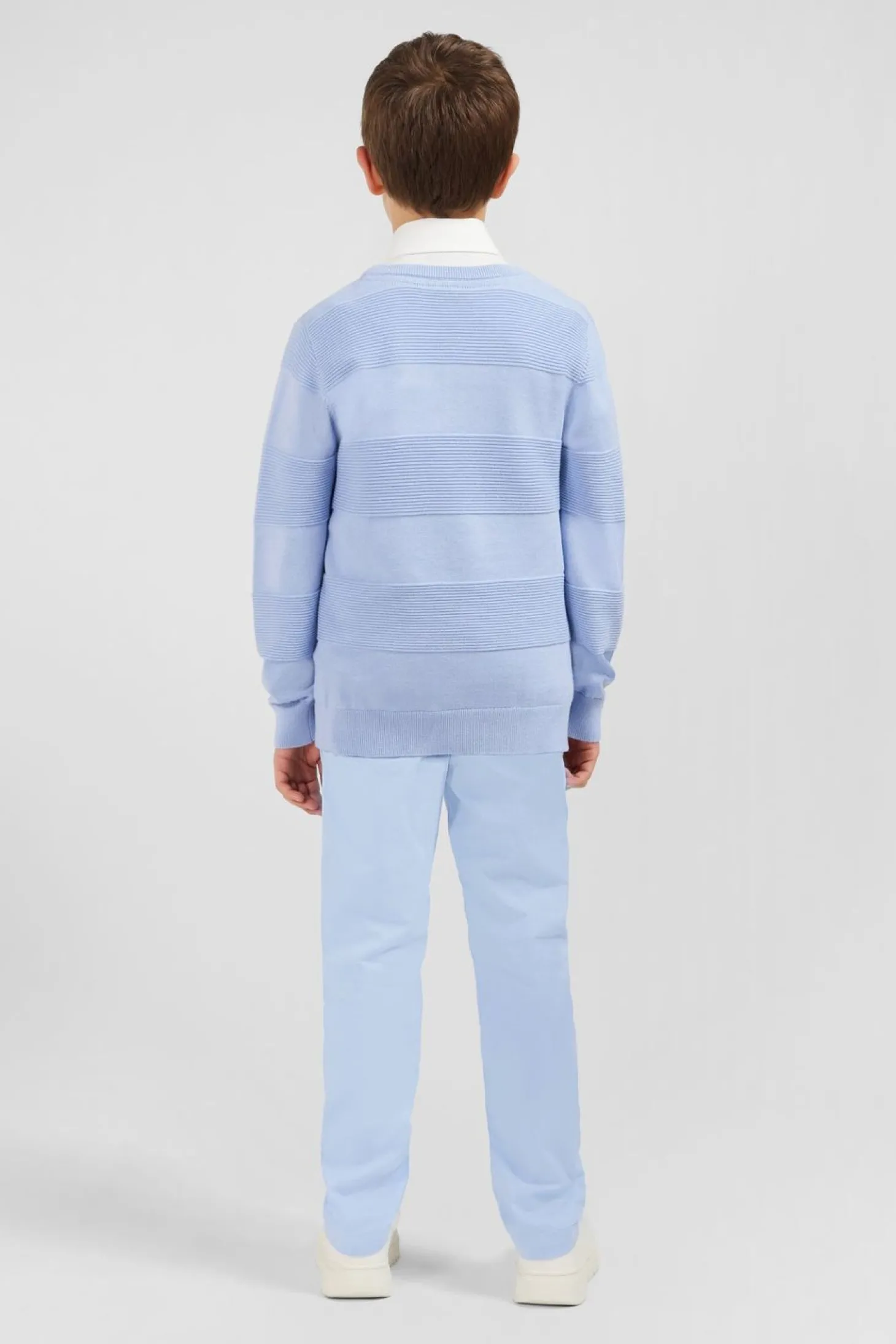 Pull Col Rond Ciel Jeux De Maille En Coton