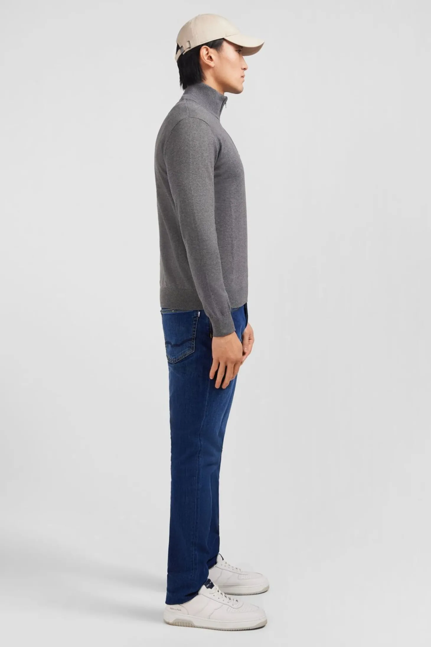 Pull Gris A Col Camionneur En Coton