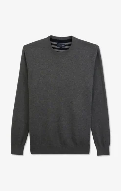 Pull Gris A Col Rond En Coton