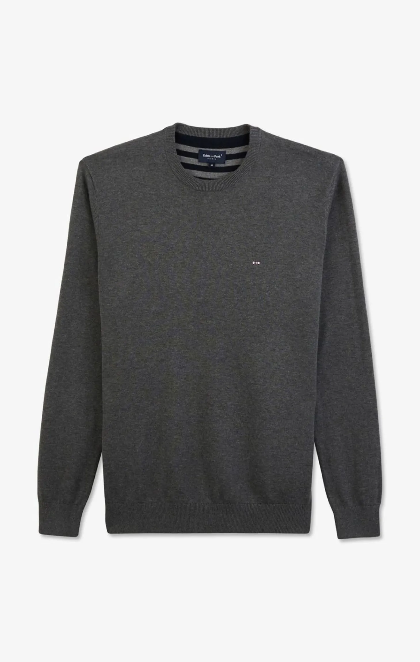 Pull Gris A Col Rond En Coton