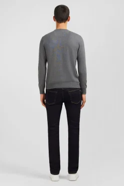 Pull Gris A Col Rond En Coton