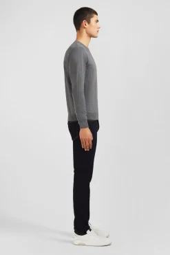 Pull Gris A Col Rond En Coton