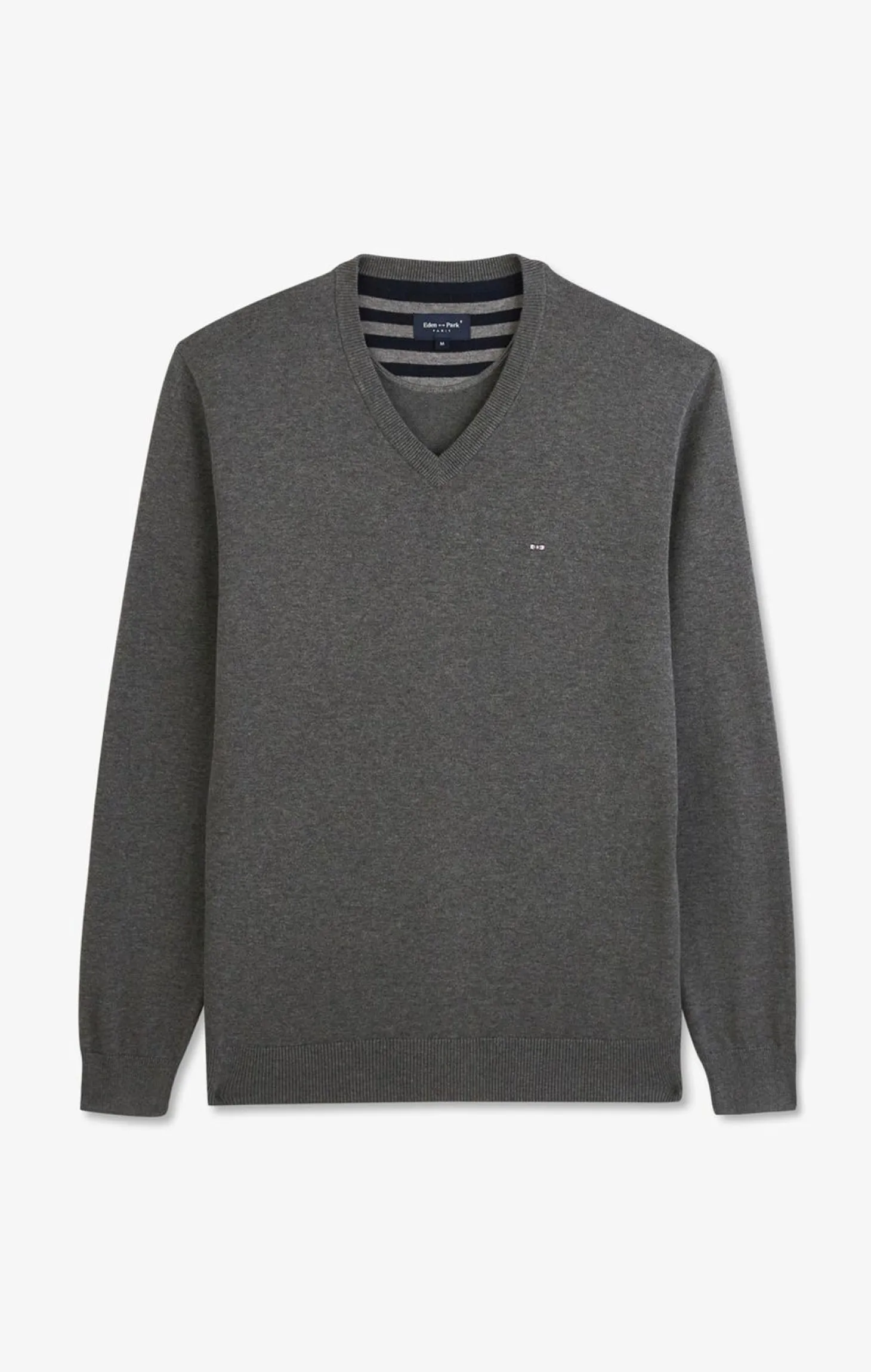 Pull Gris A Col V En Coton