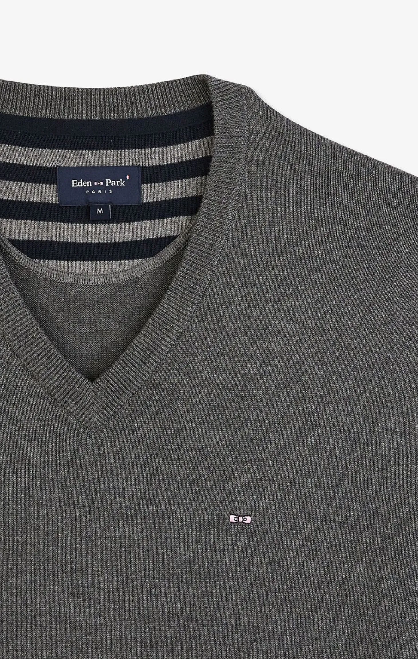 Pull Gris A Col V En Coton