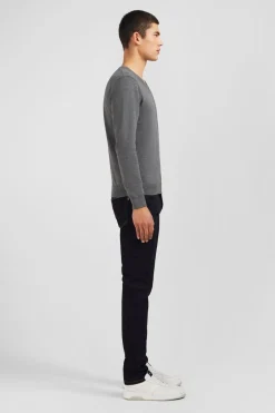 Pull Gris A Col V En Coton