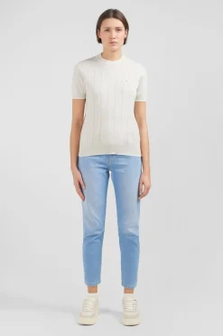 Pull Gris Clair A Manches Courtes Uni