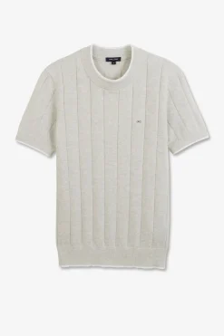 Pull Gris Clair A Manches Courtes Uni