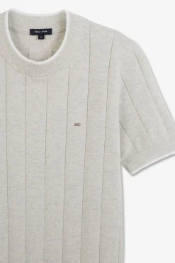 Pull Gris Clair A Manches Courtes Uni