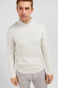 Pull Gris Clair Maille Fantaisie