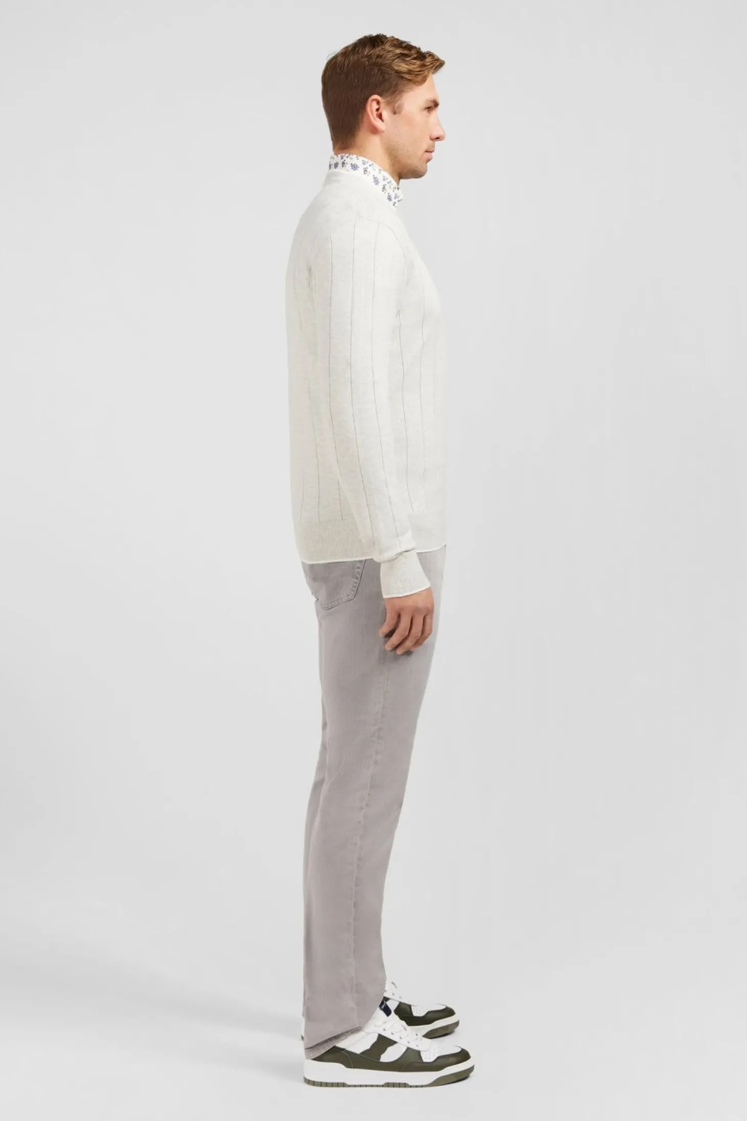 Pull Gris Clair Maille Fantaisie