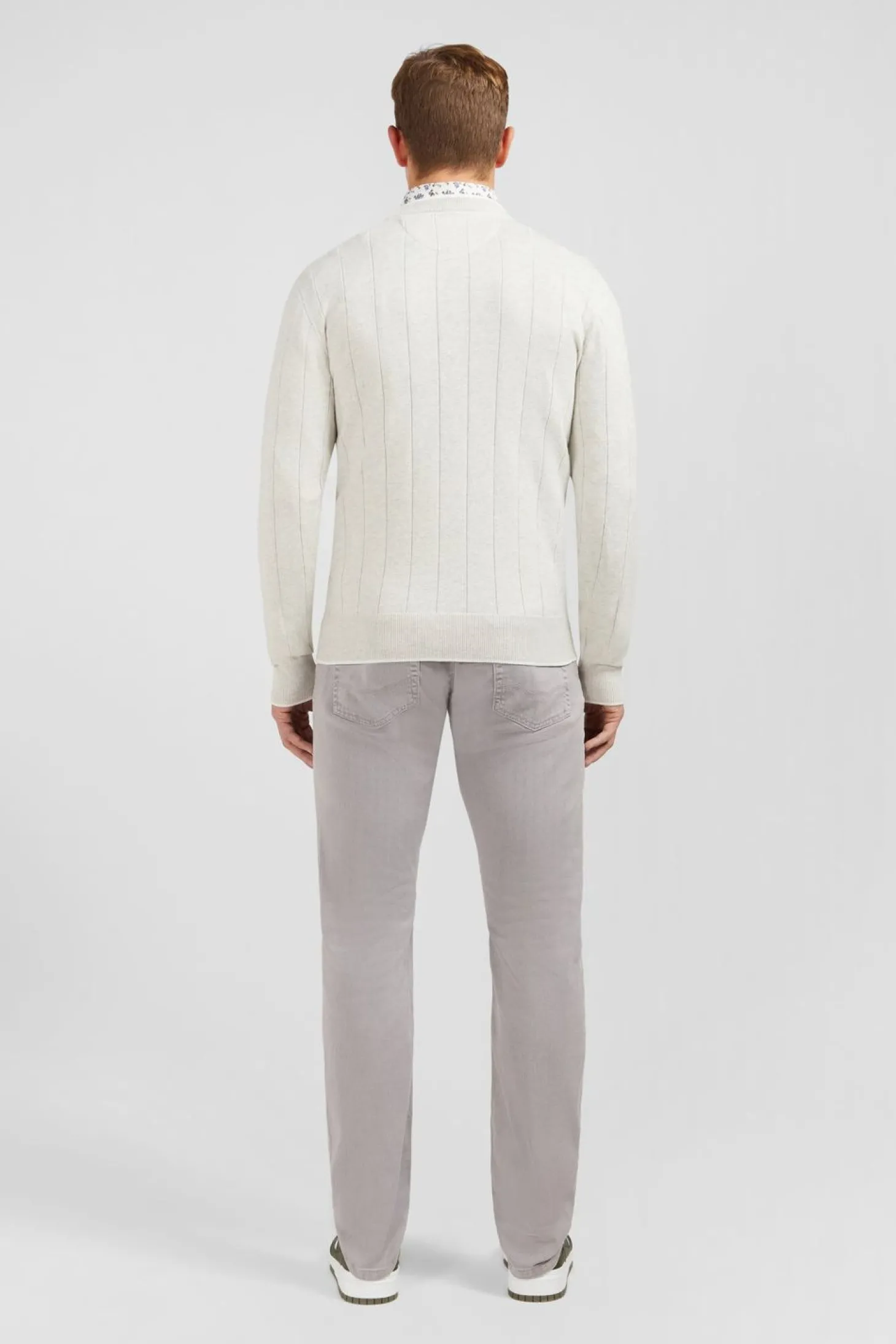 Pull Gris Clair Maille Fantaisie