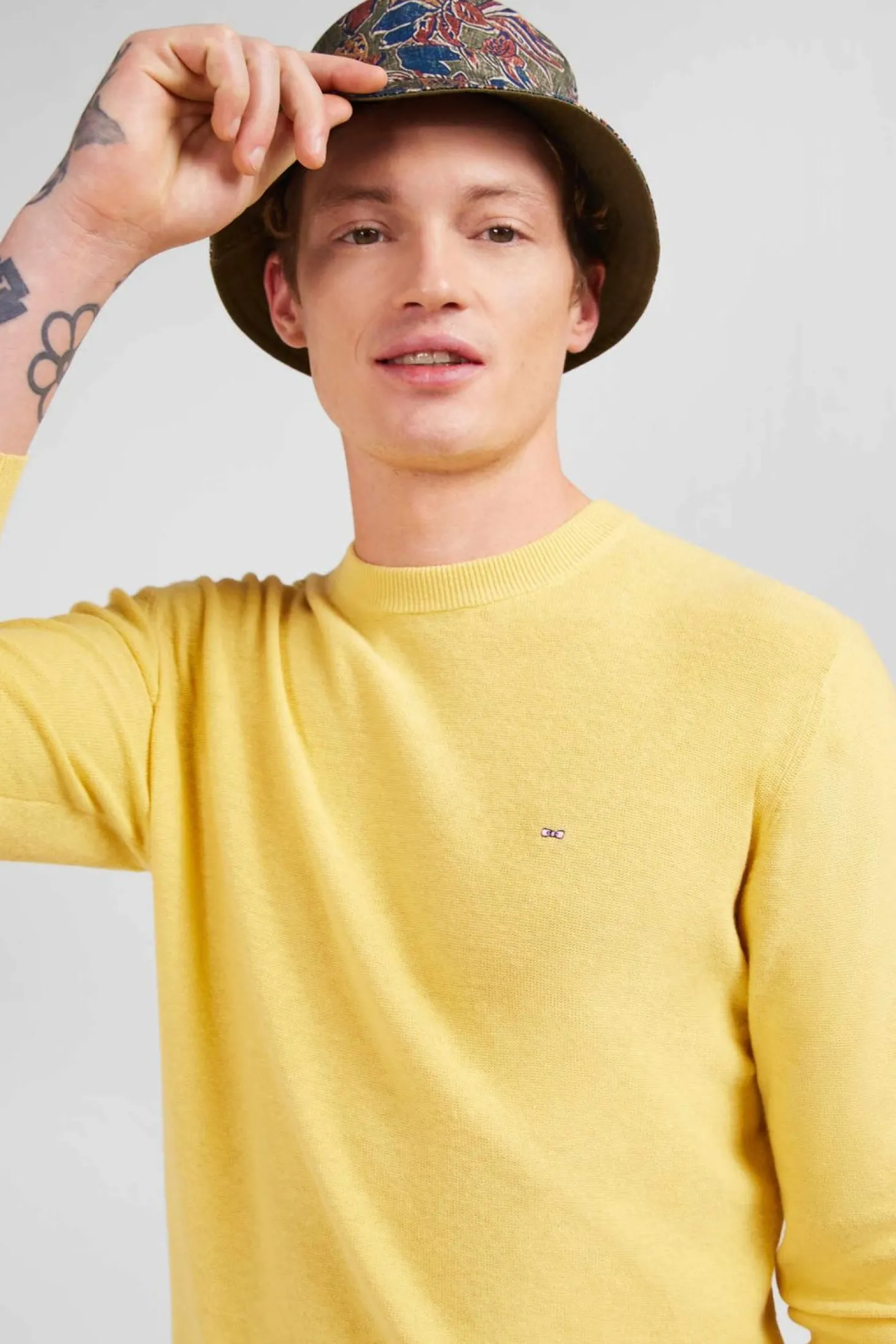 Pull Jaune En Lin Melange