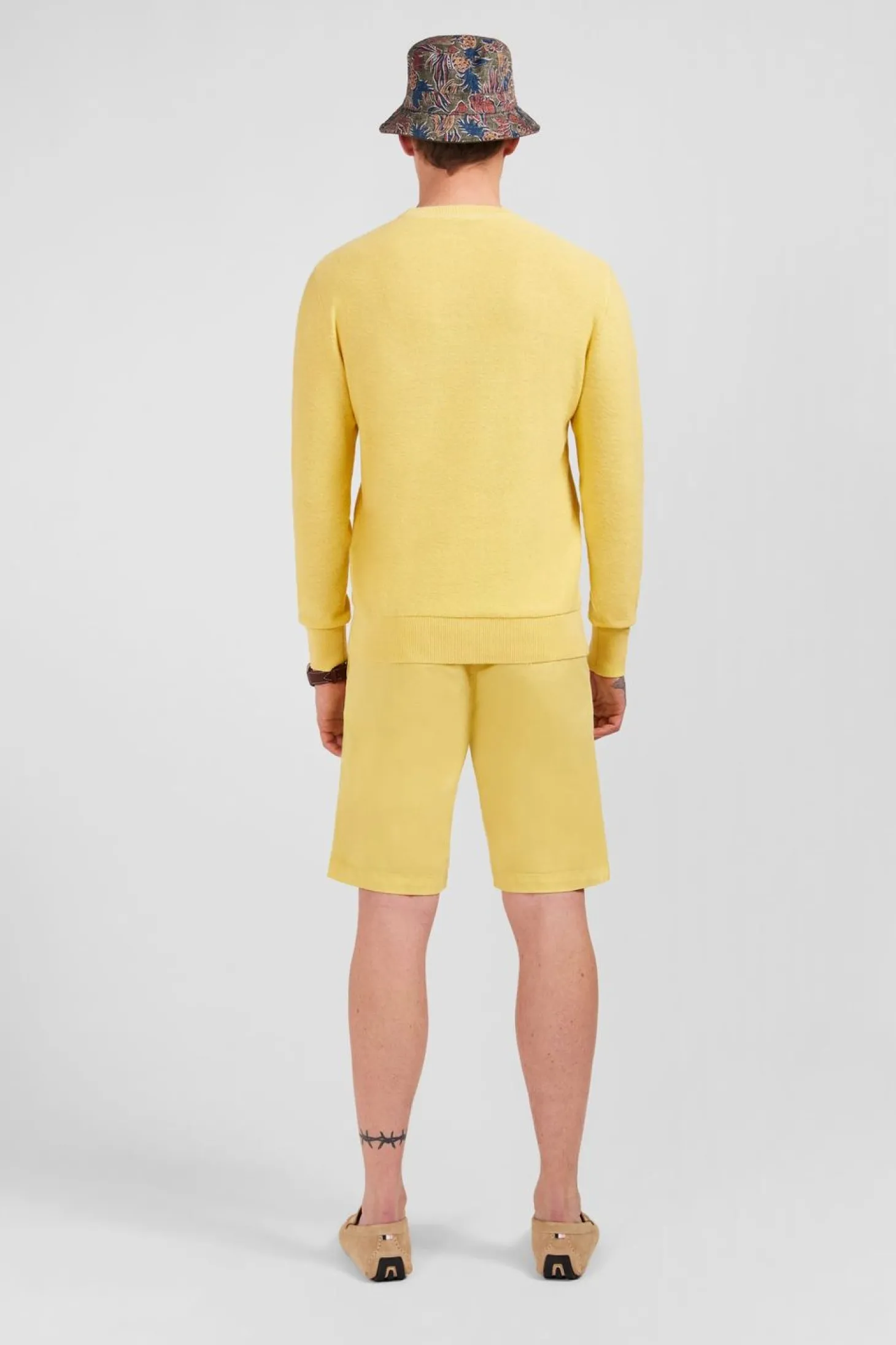 Pull Jaune En Lin Melange