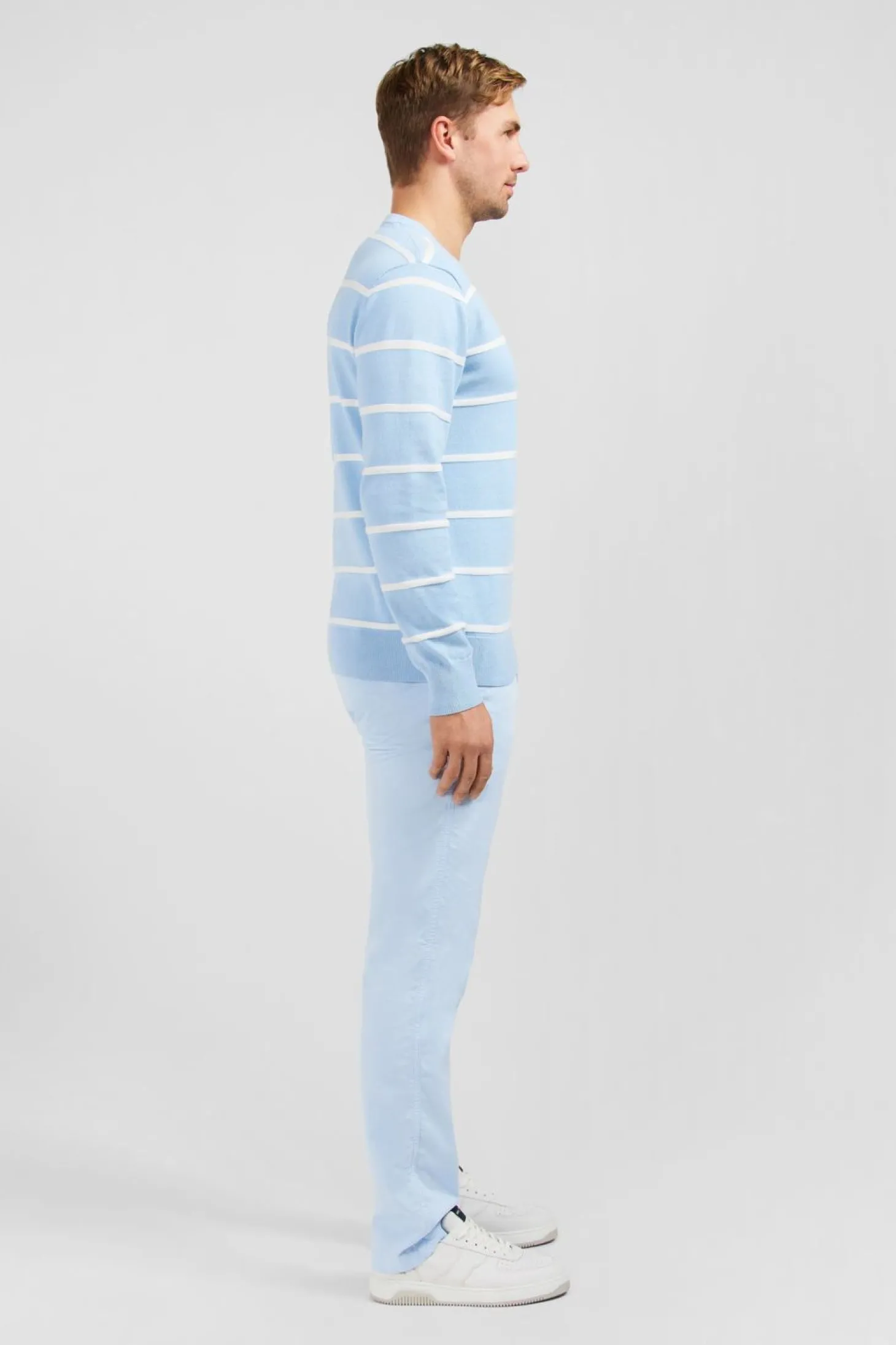 Pull Jeu De Maille Raye Bleu Clair