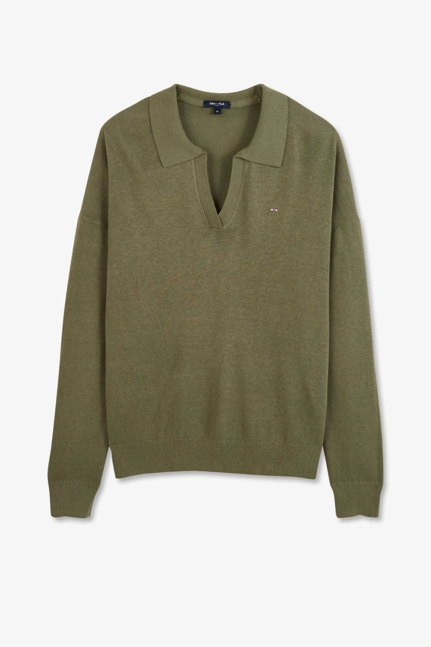 Pull Kaki A Col Polo