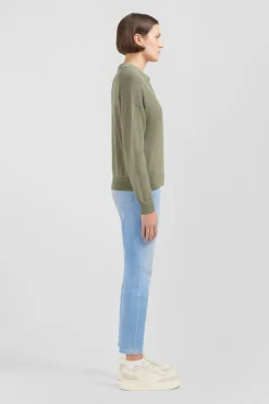 Pull Kaki A Col Polo