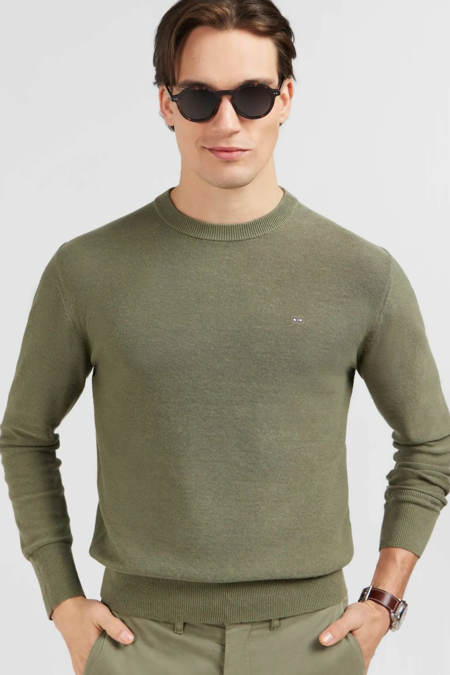 Pull Kaki En Lin Melange