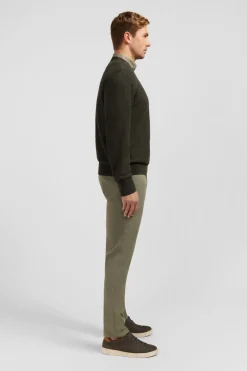 Pull Kaki Fonce En Lin Melange