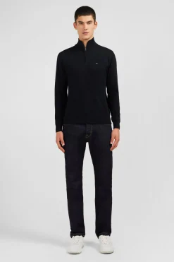 Pull Noir A Col Camionneur En Coton