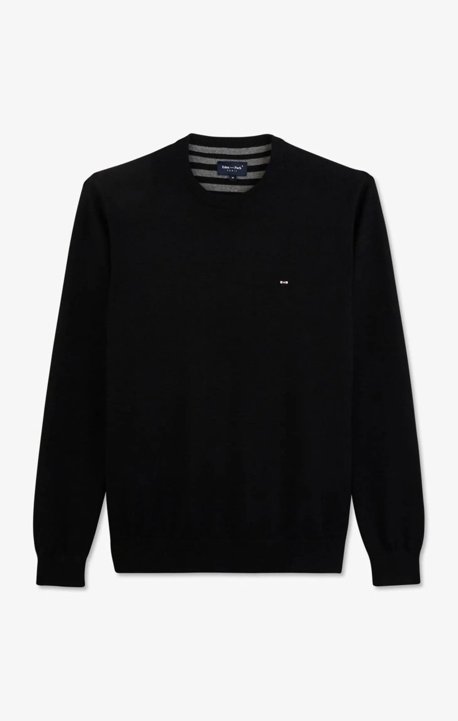 Pull Noir A Col Rond En Coton