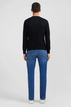 Pull Noir A Col Rond En Coton
