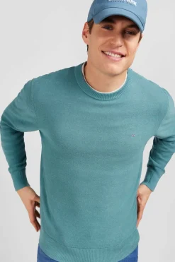 Pull Vert En Lin Melange