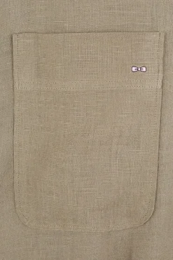 Robe Chemise En Lin Kaki