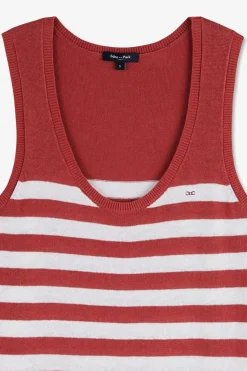 Robe Debardeur Mariniere Rouge Et Blanche En Lin Et Coton