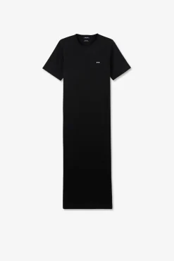Robe T-Shirt Noire En Coton Pima