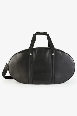 Sac De Voyage Ovale Noir En Cuir