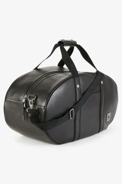 Sac De Voyage Ovale Noir En Cuir