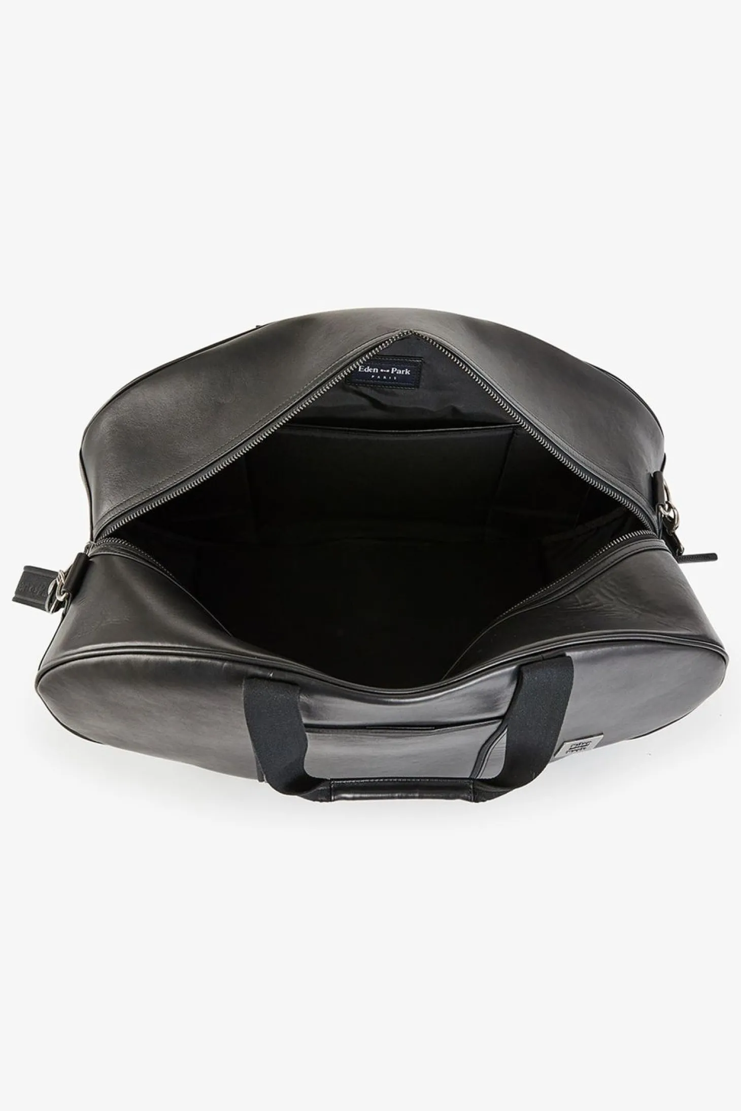 Sac De Voyage Ovale Noir En Cuir