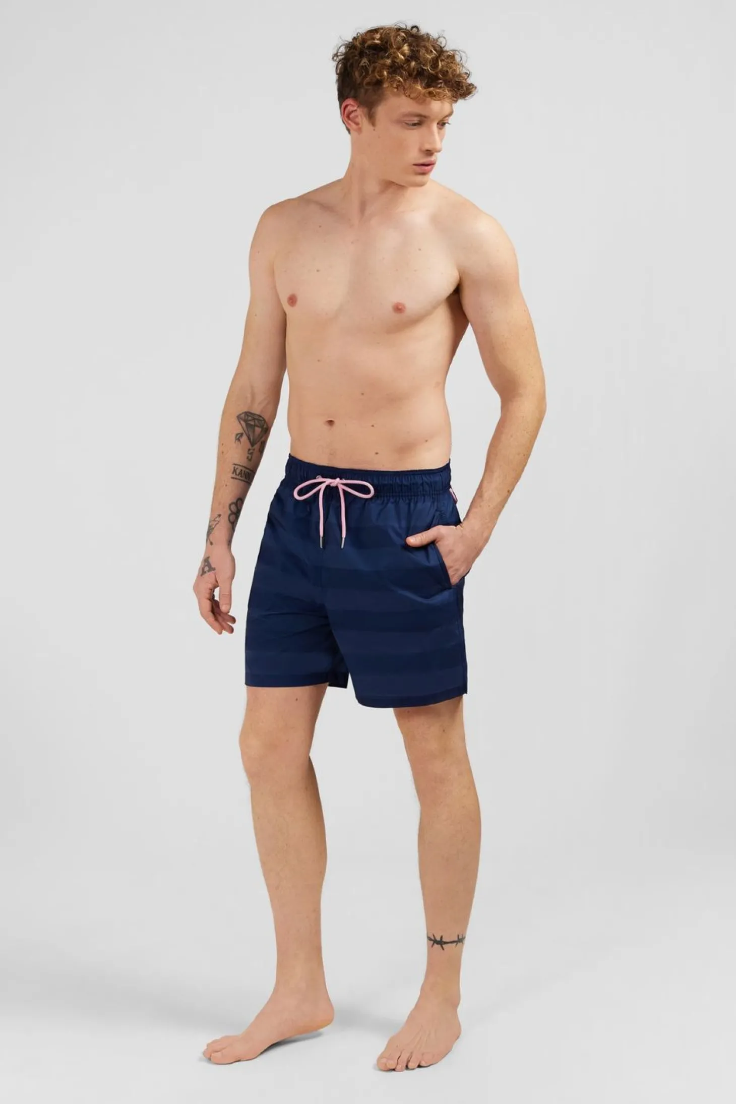 Short De Bain A Rayures Bleu