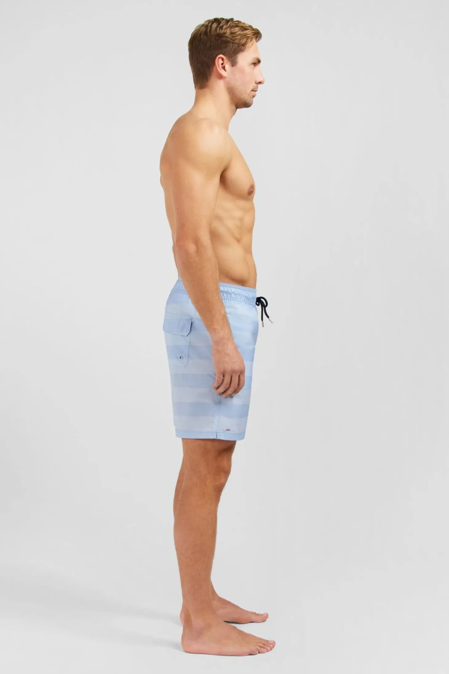 Short De Bain A Rayures Bleu Ciel