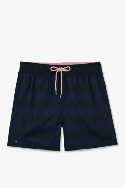 Short De Bain A Rayures Bleu Marine