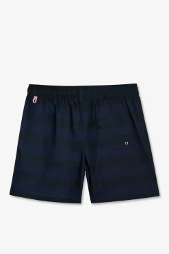 Short De Bain A Rayures Bleu Marine