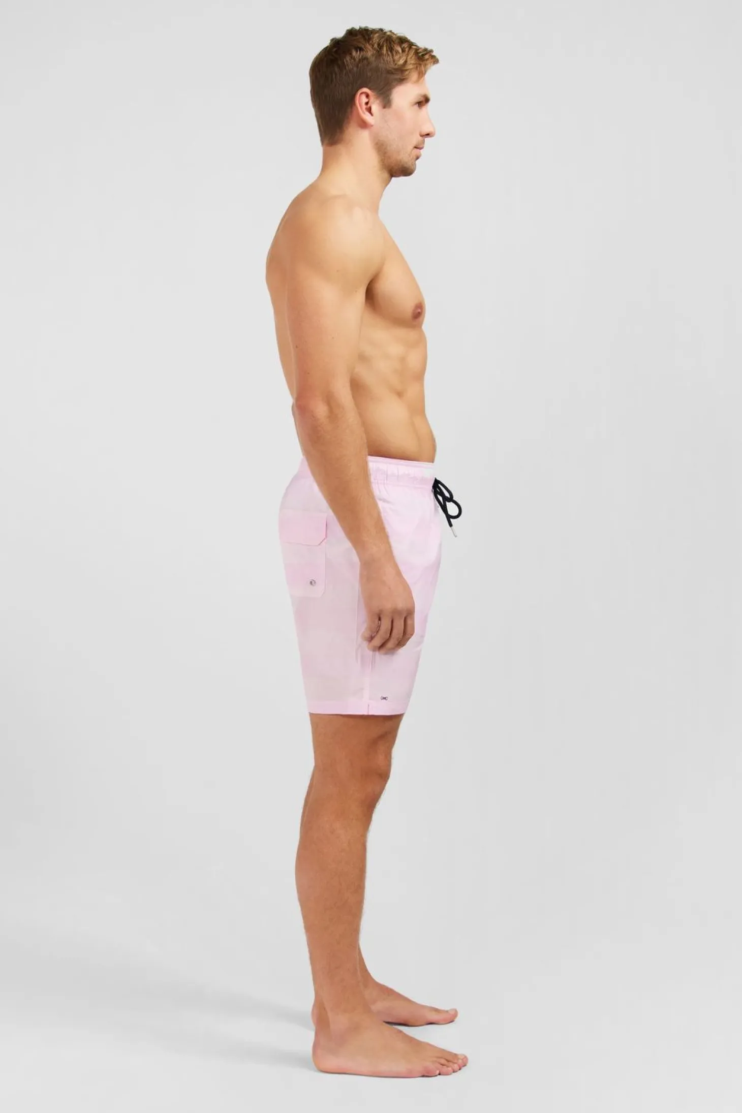 Short De Bain A Rayures Rose