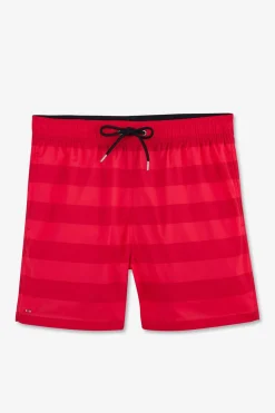 Short De Bain A Rayures Rouge