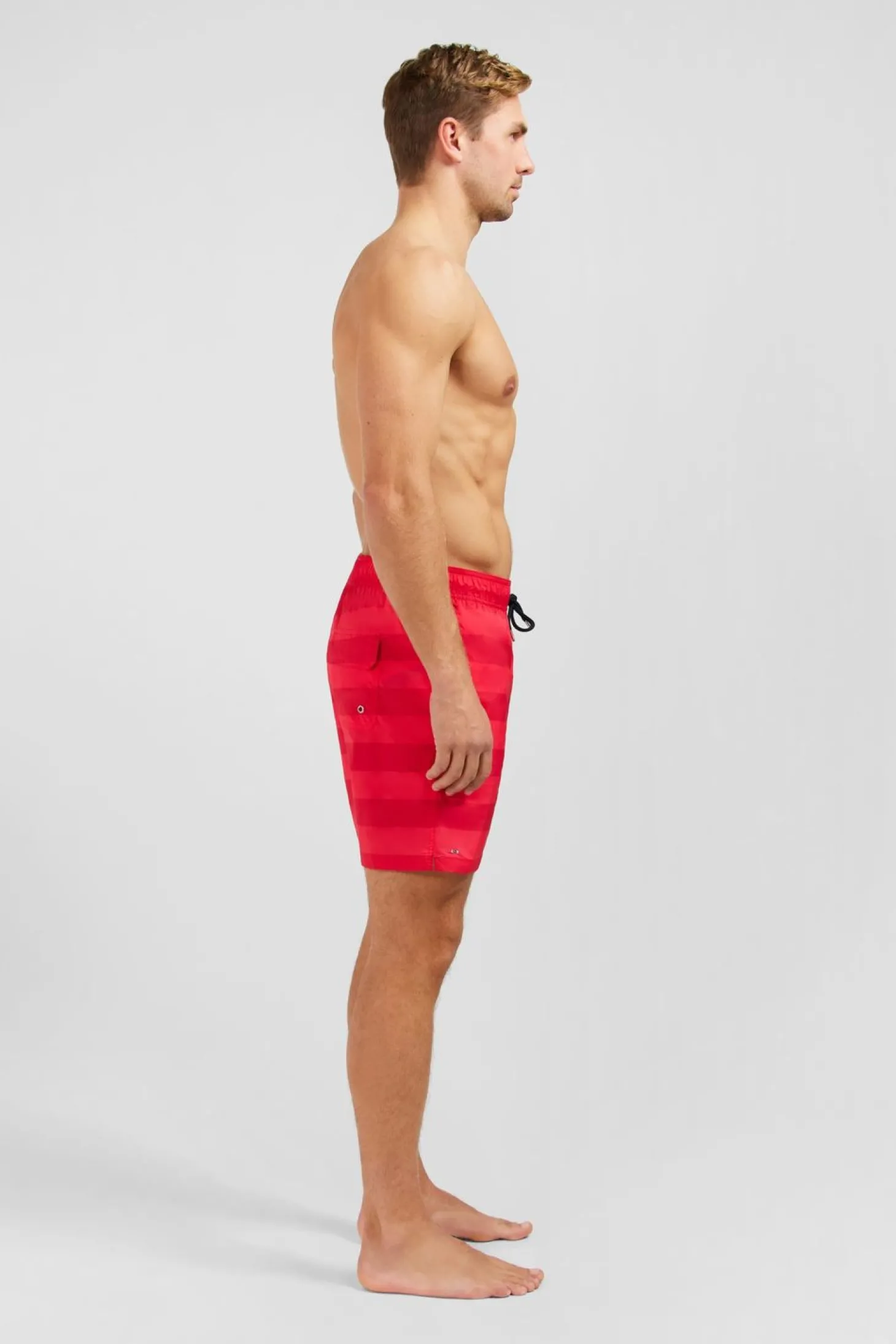 Short De Bain A Rayures Rouge