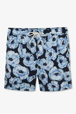 Short De Bain Bleu Imprime Exclusif Fleurs