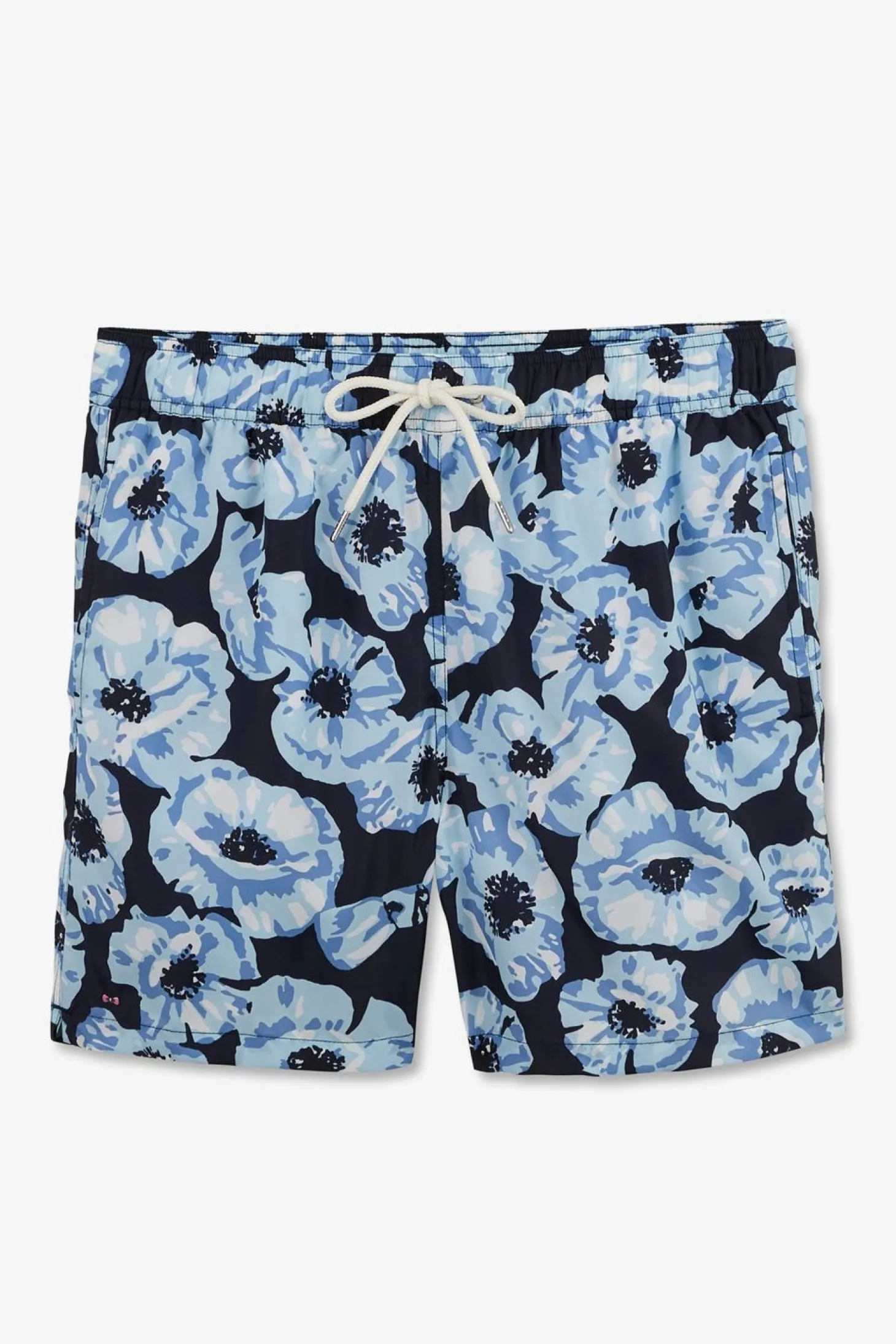 Short De Bain Bleu Imprime Exclusif Fleurs