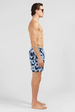 Short De Bain Bleu Imprime Exclusif Fleurs