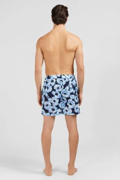 Short De Bain Bleu Imprime Exclusif Fleurs