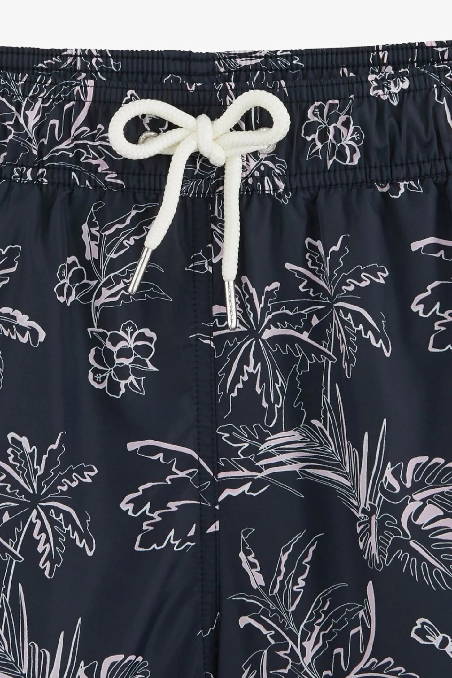 Short De Bain Bleu Marine Imprime Exclusif Feuilles