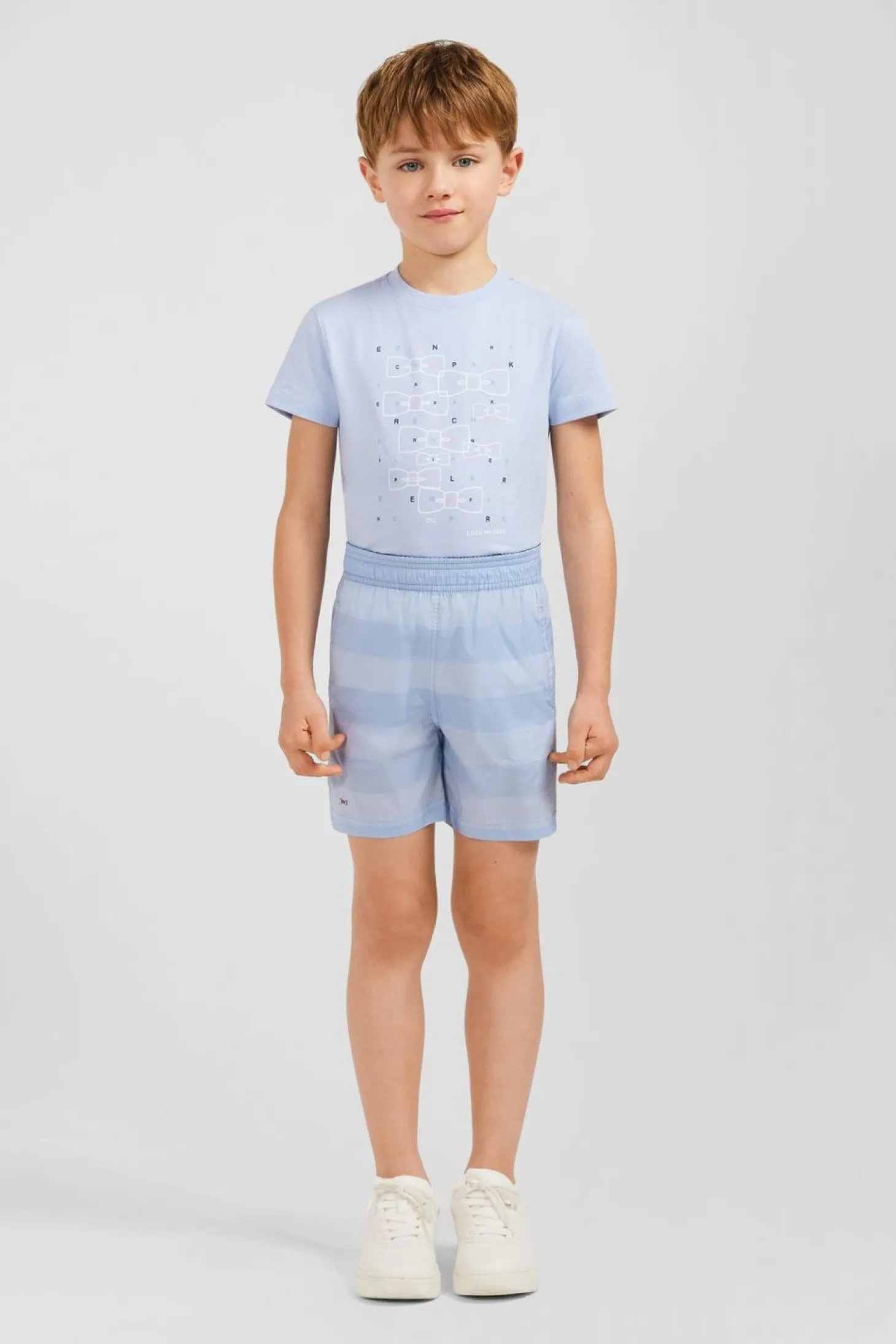 Short De Bain Enfant A Rayures Bleu Clair