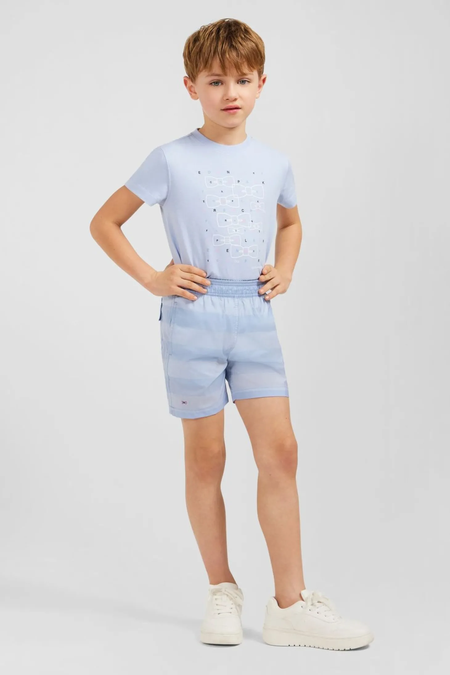Short De Bain Enfant A Rayures Bleu Clair